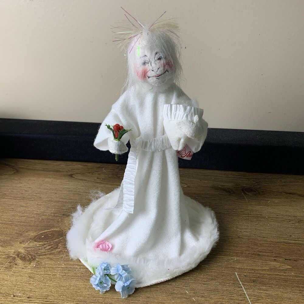 1996 Vintage Annalee Doll 10" White Ghost of Christmas Past Dickens Scrooge HTF